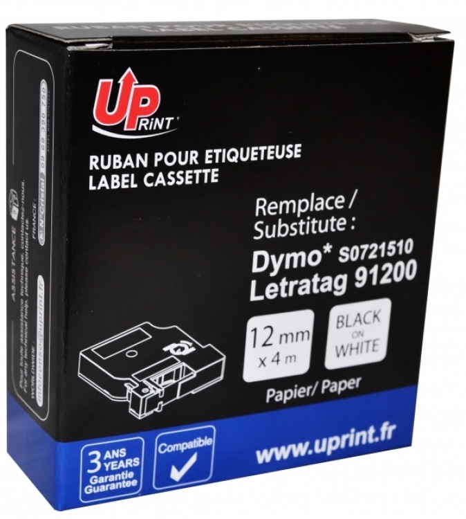 DYMO ruban LETRATAG noir/blanc papier pour DYMO 91200