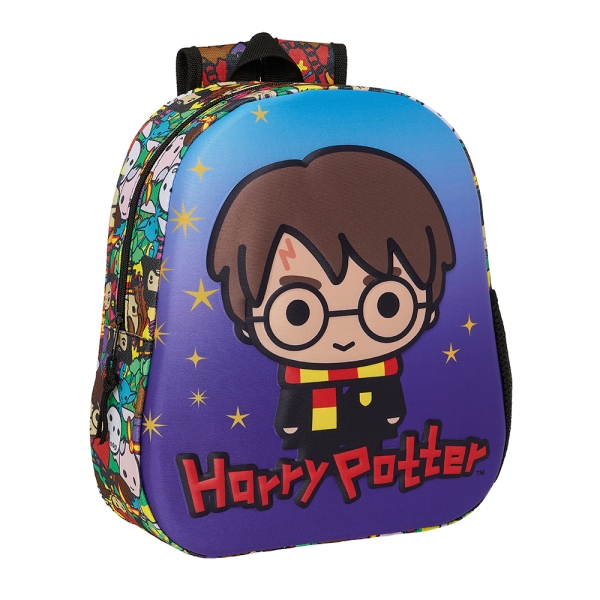 Sac à dos 3D Safta Harry Potter - Poignée - Porte-bouteille latéral - 27 x 33 x 10 cm - Bleu