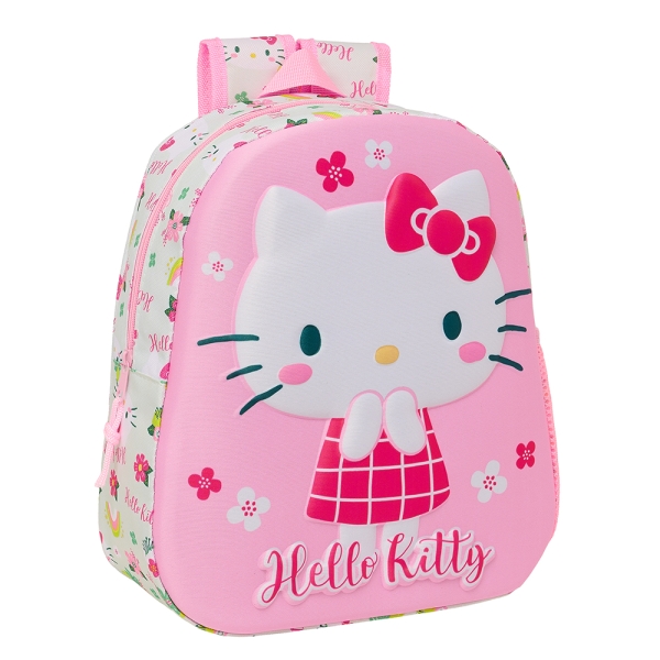 Sac à dos 3D Safta Hello Kitty - Dragonne - Porte-bouteille latéral - 27 x 33 x 10 cm - Rose