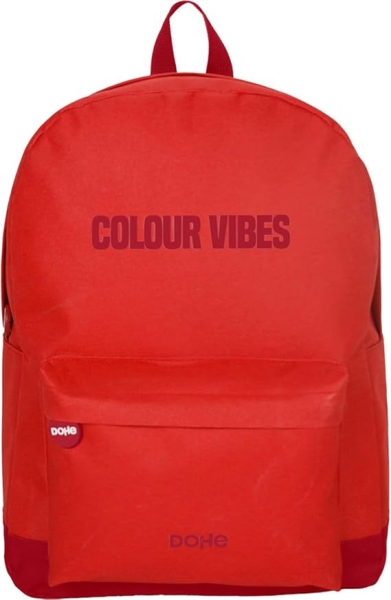 Sac à dos d'école Dohe Daypack Colour Vibes - Compartiments multiples - Poignée supérieure - Bretelles rembourrées et réglables - Fabriqué en polyester - Rouge