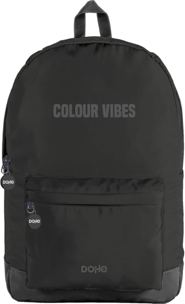 Sac à dos d'école Dohe Daypack Colour Vibes - Compartiments multiples - Poignée supérieure - Bretelles rembourrées et réglables - Fabriqué en polyester - Noir