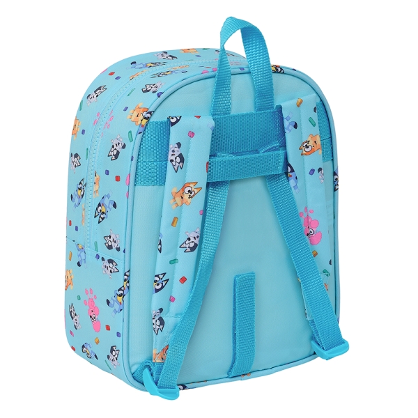 Sac à dos de garderie Safta Bluey - Adaptable au chariot - Dragonne - 22 x 27 x 10 cm - Bleu clair