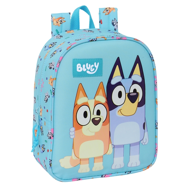 Sac à dos de garderie Safta Bluey - Adaptable au chariot - Dragonne - 22 x 27 x 10 cm - Bleu clair