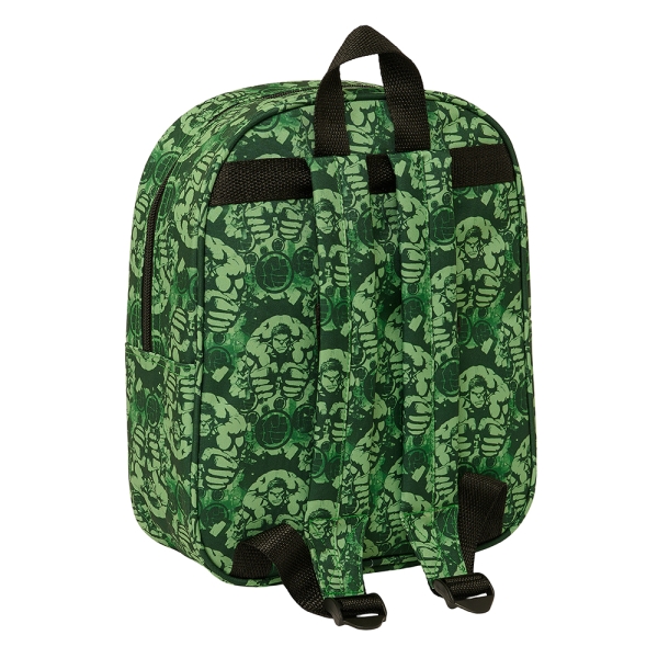 Sac à dos de maternelle Safta Hulk 3D - Dragonne - Compartiment principal zippé - 22 x 27 x 10 cm - Noir/Vert