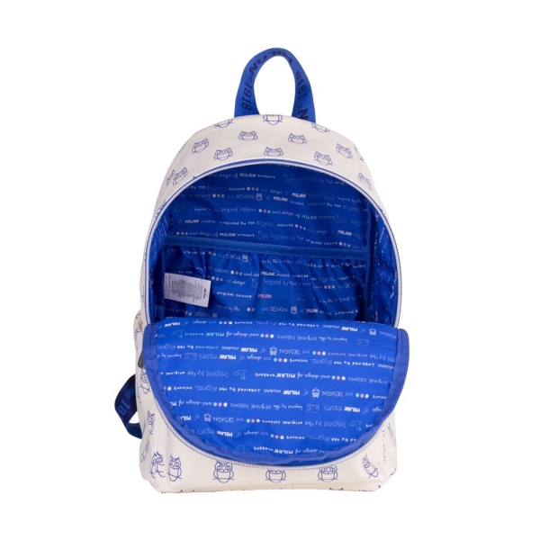 Sac à dos décontracté pour enfant Milan Collection 460 9,5 L - Compartiment principal et poche avant zippée - 2 poches latérales - Beige/Bleu