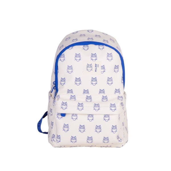Sac à dos décontracté pour enfant Milan Collection 460 9,5 L - Compartiment principal et poche avant zippée - 2 poches latérales - Beige/Bleu