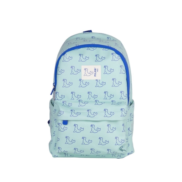 Sac à dos décontracté pour enfant Milan Collection 460 9,5 L - Compartiment principal et poche avant zippée - 2 poches latérales - Vert/Bleu