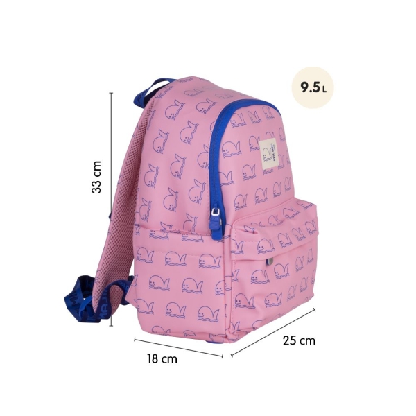 Sac à dos décontracté pour enfant Milan Collection 460 9,5 L - Compartiment principal et poche avant zippée - 2 poches latérales - Rose/Bleu
