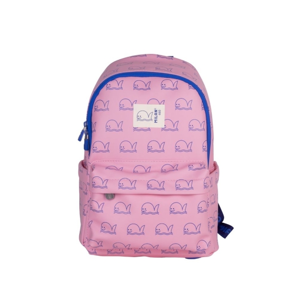 Sac à dos décontracté pour enfant Milan Collection 460 9,5 L - Compartiment principal et poche avant zippée - 2 poches latérales - Rose/Bleu