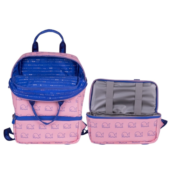 Sac à dos enfant Milan Collection 460 avec compartiment isotherme - Grand compartiment intérieur - 2 poches latérales - Capacité totale 9,5 L - Rose/Bleu