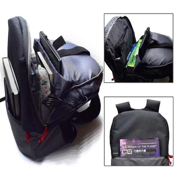 Sac à dos Ewent EW2529 pour ordinateur portable jusqu'à 17 pouces - Port de chargement USB - Étanche - Noir