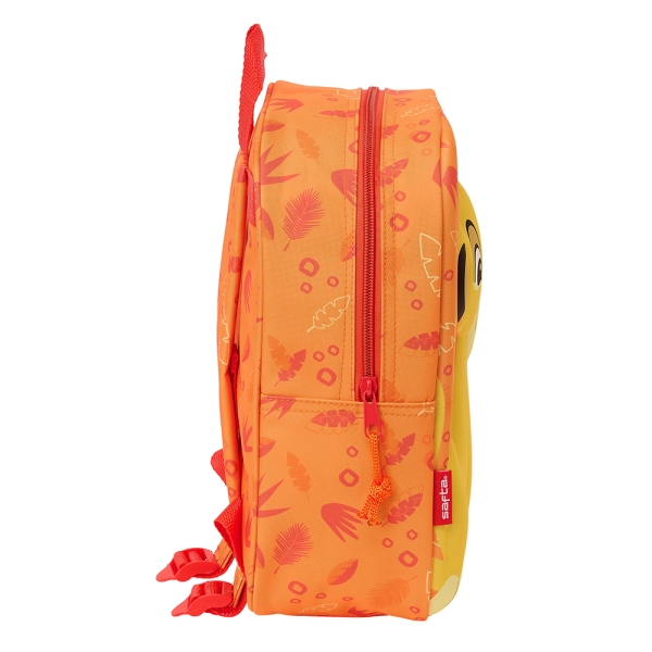 Sac à dos maternelle Safta Le Roi Lion 3D - Poignée - Compartiment principal avec fermeture éclair - 22 x 27 x 10 cm - Orange