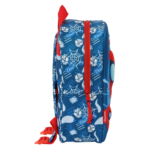 Sac à dos maternelle Safta Spidey 3D - Dragonne - Compartiment principal zippé - 22 x 27 x 10 cm - Bleu