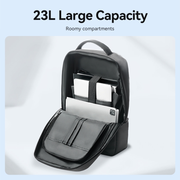 Sac à dos pour ordinateur portable Vention - 23L - Compartiment 15,6" - Léger 0,7 kg - Tissu Oxford résistant - Sangle de bagage - Couleur Gris