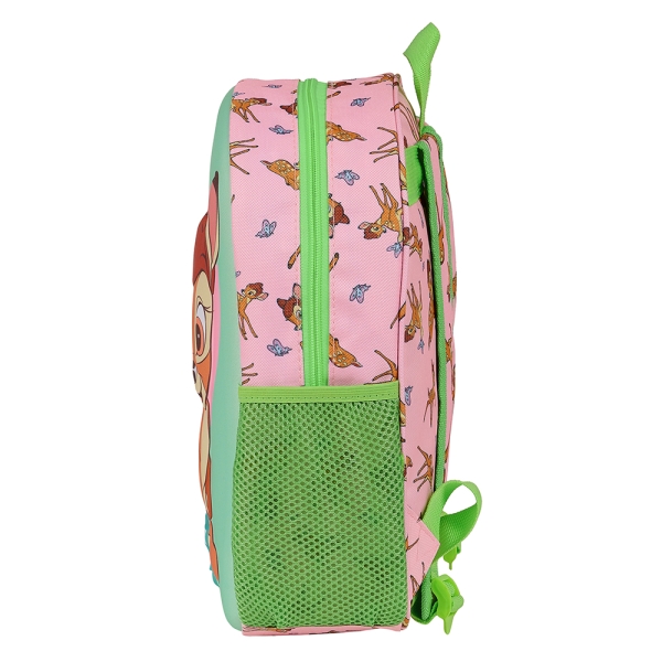 Sac à dos Safta Bambi 3D - Poignée - Porte-bouteille latéral - 27 x 33 x 10 cm - Vert pastel