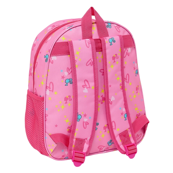 Sac à dos Safta Barbie 3D - Poignée - Porte-bouteille latéral - 27 x 33 x 10 cm - Rose