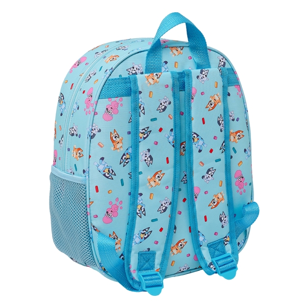 Sac à dos Safta Bluey 3D - Dragonne - Porte-bouteille latéral - 27 x 33 x 10 cm - Bleu clair
