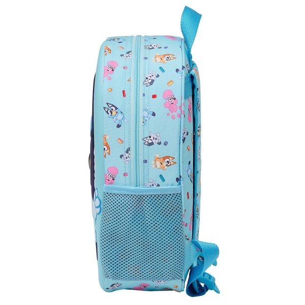 Sac à dos Safta Bluey 3D - Dragonne - Porte-bouteille latéral - 27 x 33 x 10 cm - Bleu clair