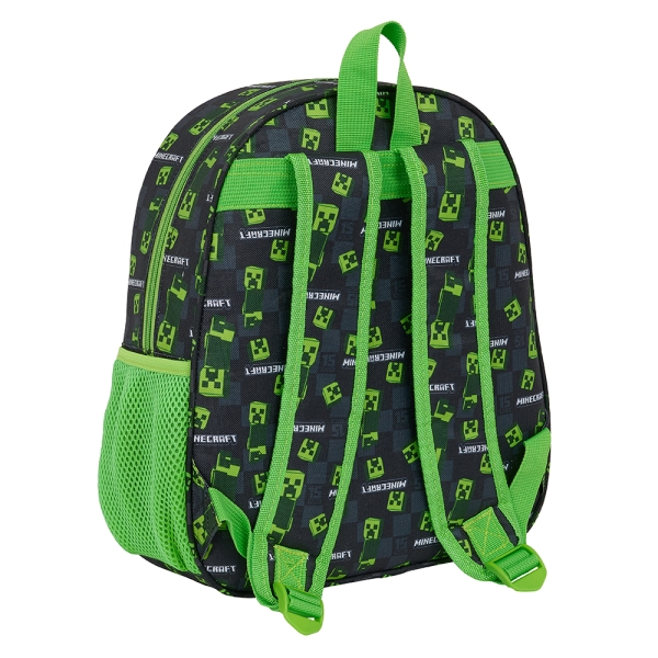 Sac à dos Safta Minecraft 3D - Dragonne - Porte-bouteille latéral - 27 x 33 x 10 cm - Noir/Vert