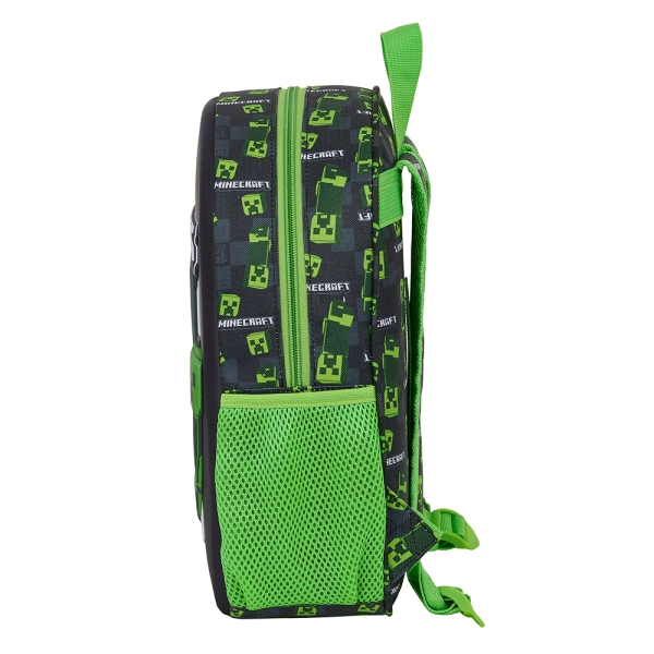 Sac à dos Safta Minecraft 3D - Dragonne - Porte-bouteille latéral - 27 x 33 x 10 cm - Noir/Vert