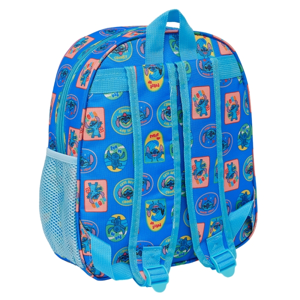 Sac à dos Safta Stitch 3D - Dragonne - Porte-bouteille latéral - 27 x 33 x 10 cm - Bleu