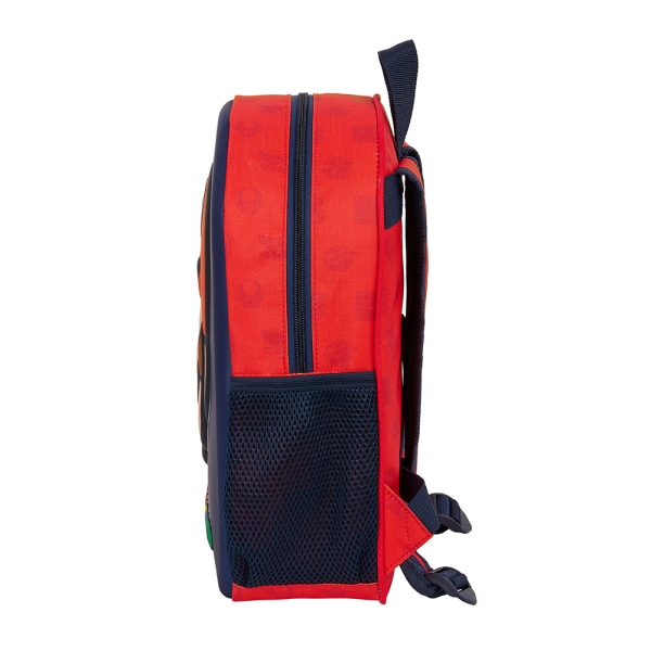 Sac à dos Safta Super Mario 3D - Dragonne - Porte-bouteille latéral - 27 x 33 x 10 cm - Rouge et bleu