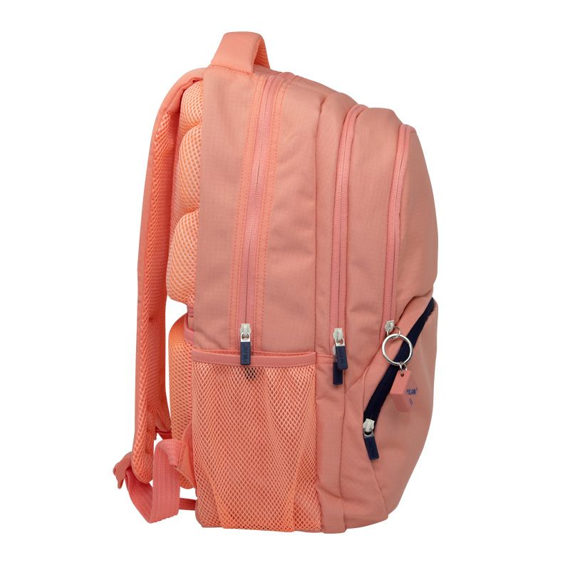 Sac à dos scolaire Milan Serie 1918 25L - 3 poches avant + 2 poches latérales - Poignées réglables et rembourrées - Taille 46,5x30x17cm - Couleur Rose