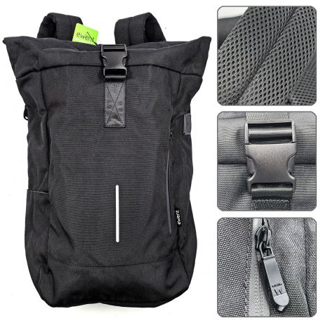 Sac à dos tendance Ewent EW2536 pour ordinateurs portables jusqu'à 17,3" - Imperméable - Sangle pour trolley - Dos et épaules respirants - Poche arrière antivol - Noir