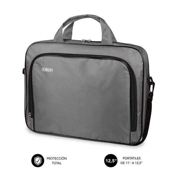 Sacoche Oxford Subblim pour ordinateur portable de 11" à 12,5" - Protection renforcée - Bretelles réglables - Poche extérieure - Gris