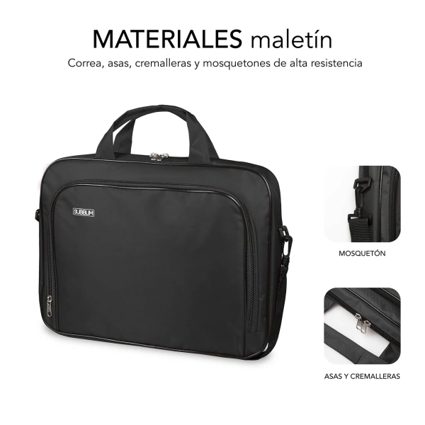 Sacoche Oxford Subblim pour ordinateur portable de 13,3" à 14" - Protection renforcée - Sangles réglables - Poche extérieure - Noir