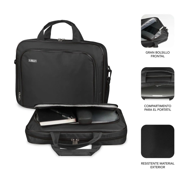 Sacoche Oxford Subblim pour ordinateur portable de 13,3" à 14" - Protection renforcée - Sangles réglables - Poche extérieure - Noir