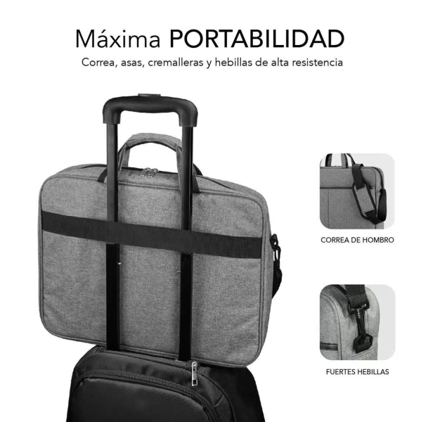 Sacoche pour ordinateur portable Subblim Elite de 13,3" à 14" - En polyester Oxford - Double fermeture éclair - Gris