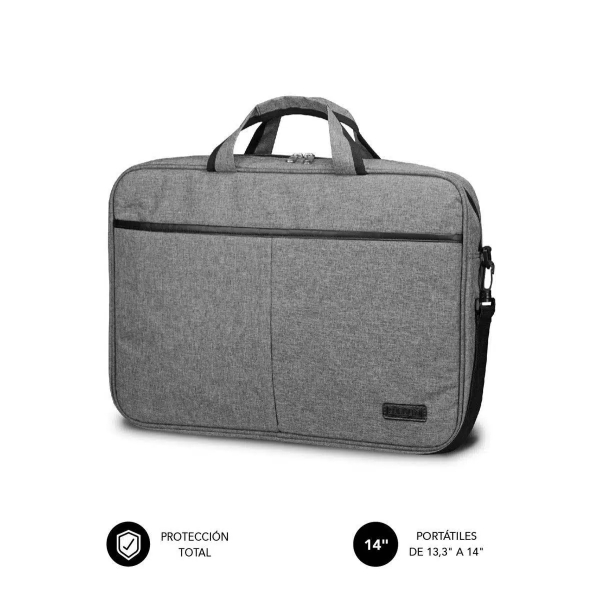 Sacoche pour ordinateur portable Subblim Elite de 13,3" à 14" - En polyester Oxford - Double fermeture éclair - Gris