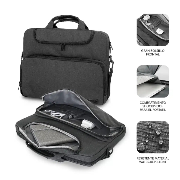 Sacoche pour ordinateur portable Subblim jusqu'à 14 pouces - Protection rembourrée d'air - Polyester Oxford résistant - Hydrofuge - Noir