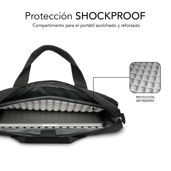 Sacoche pour ordinateur portable Subblim jusqu'à 14 pouces - Protection rembourrée d'air - Polyester Oxford résistant - Hydrofuge - Noir