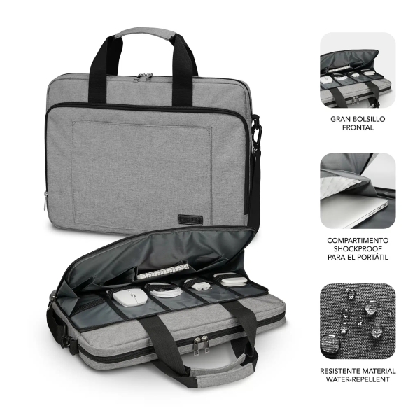 Sacoche pour ordinateur portable Subblim jusqu'à 14 pouces - Protection rembourrée d'air - Polyester Oxford résistant - Hydrofuge - Gris