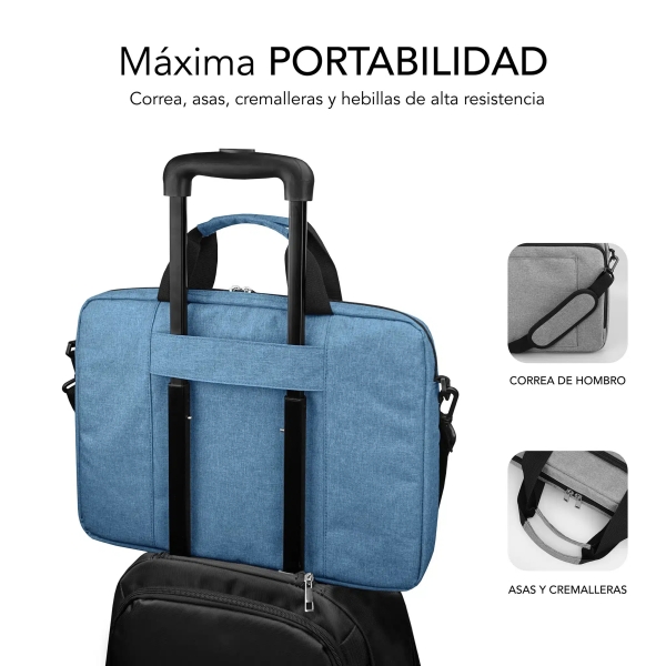 Sacoche pour ordinateur portable Subblim jusqu'à 15,6 pouces - Protection rembourrée d'air - Polyester Oxford résistant - Hydrofuge - Bleu