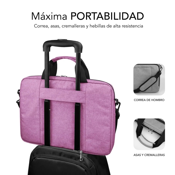 Sacoche pour ordinateur portable Subblim jusqu'à 15,6 pouces - Protection rembourrée d'air - Polyester Oxford résistant - Hydrofuge - Rose