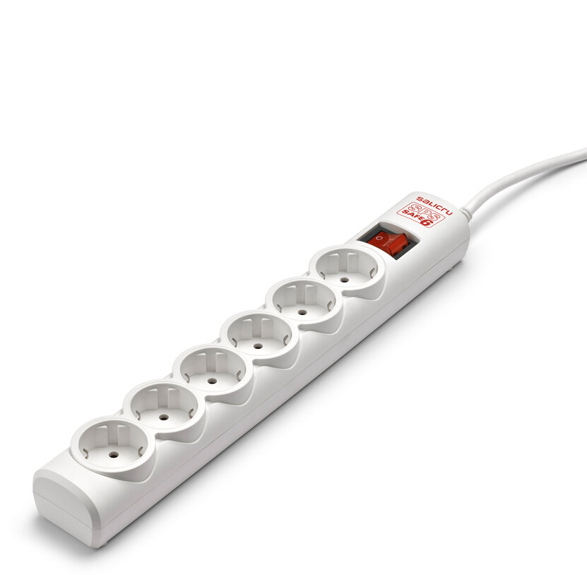 Salicru SPS SAFE Multiprise 6 Protecteurs Électriques Actifs Dernière Génération - 6 Prises Schuko - Couleur Blanc