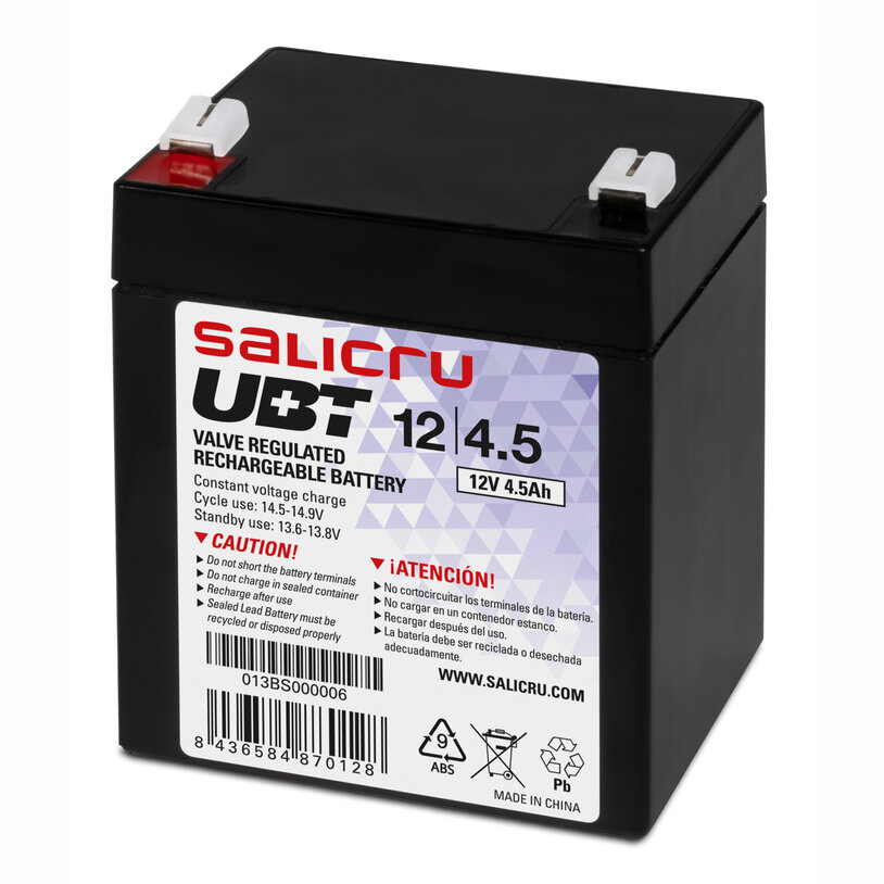 Salicru UBT 12/4.5 Batterie AGM rechargeable 4,5 Ah / 12 V - Couleur Noir