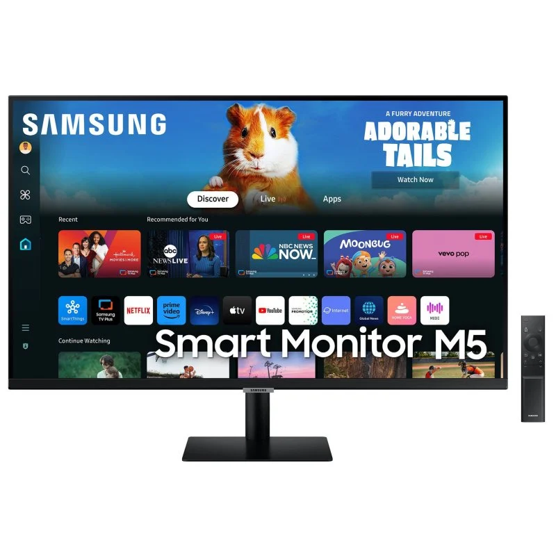 Samsung Smart Monitor M5 LED 32" FullHD 1080p HDR WiFi, Bluetooth - Réponse 4 ms - Télécommande - Haut-parleurs intégrés - 16:9 - USB, HDMI - VESA 100x100 mm