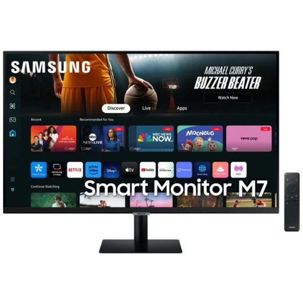 Samsung Smart Monitor M7 32" LED 4K UltraHD HDR WiFi, Bluetooth - Réponse 4 ms - Télécommande - Haut-parleurs intégrés - 16:9 - USB-A et C, HDMI - VESA 100x100 mm