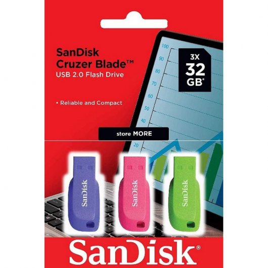 Sandisk Lot de 3 Clés USB 2.0 32 Go