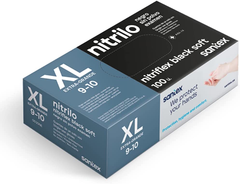 Santex Nitriflex Black Soft Pack de 100 Gants d'examen en Nitrile Taille XL