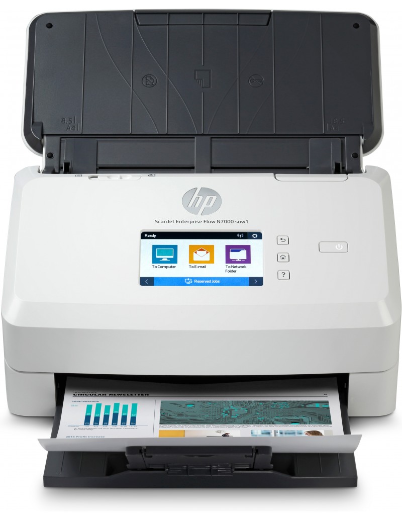 Scanner de documents Wi-Fi HP ScanJet Enterprise Flow 7000 snw1 - Jusqu'à 75 ppm - Chargeur automatique de documents - Recto verso