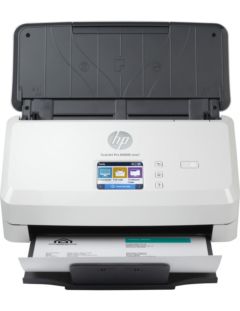 Scanner de documents WiFi HP ScanJet Pro 4000 snw1 - Jusqu'à 40 ppm - Chargeur automatique de documents - Recto verso