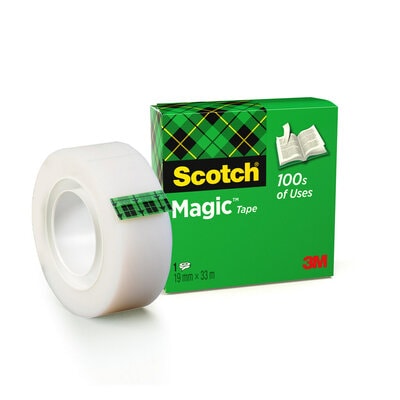 Scotch Magic Tape Ruban adhésif invisible 19 mm x 33 m - Finition mate invisible - Parfait pour l'étiquetage - Facile à utiliser - 7100024666