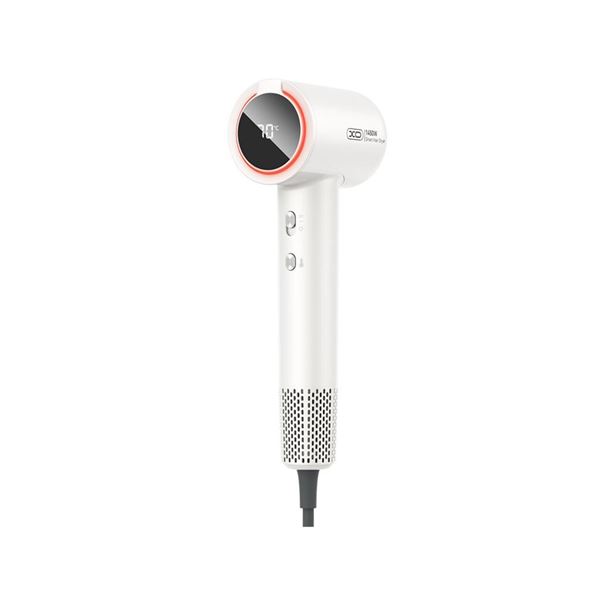 Sèche-cheveux ionique XO CF29 - Puissance 1450 W - 4 niveaux de température - Affichage numérique - Couleur blanche