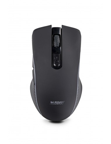 Souris Bluetooth Onlee 2,4 GHz d'Urban Factory - 1 000-2 400 dpi - Batterie rechargeable 280 mAh - 6 boutons - Utilisation ambidextre - Noir