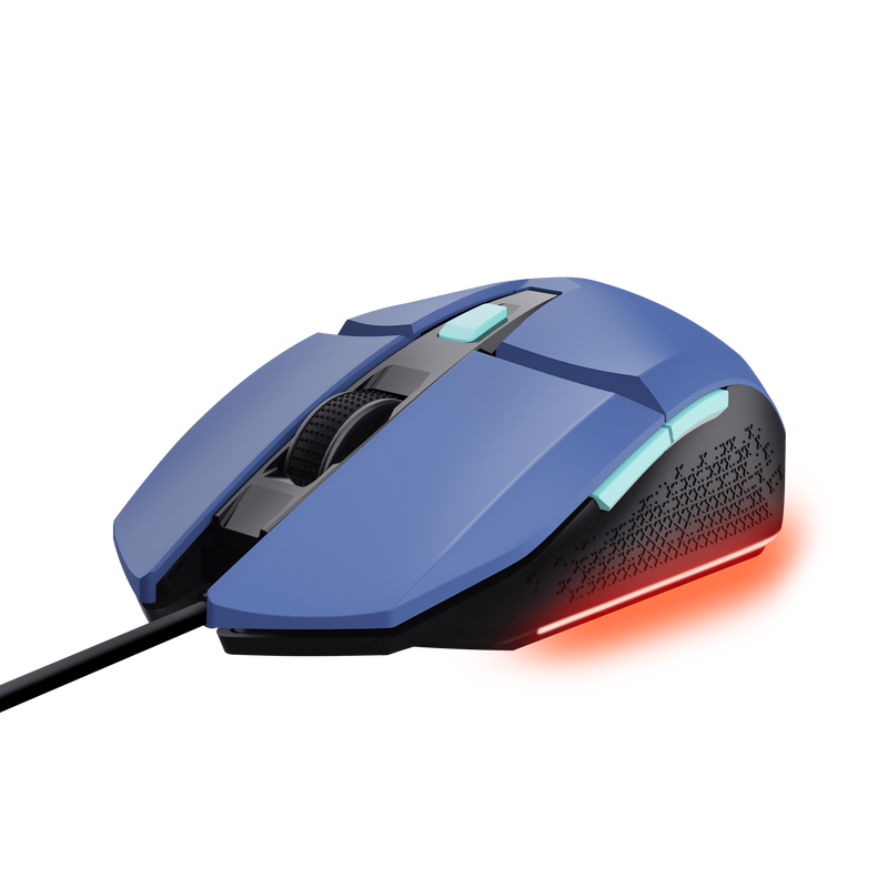 Souris de jeu lumineuse Trust Felox - Vitesse réglable jusqu'à 6400 DPI - 3 configurations LED multicolores - 6 boutons programmables